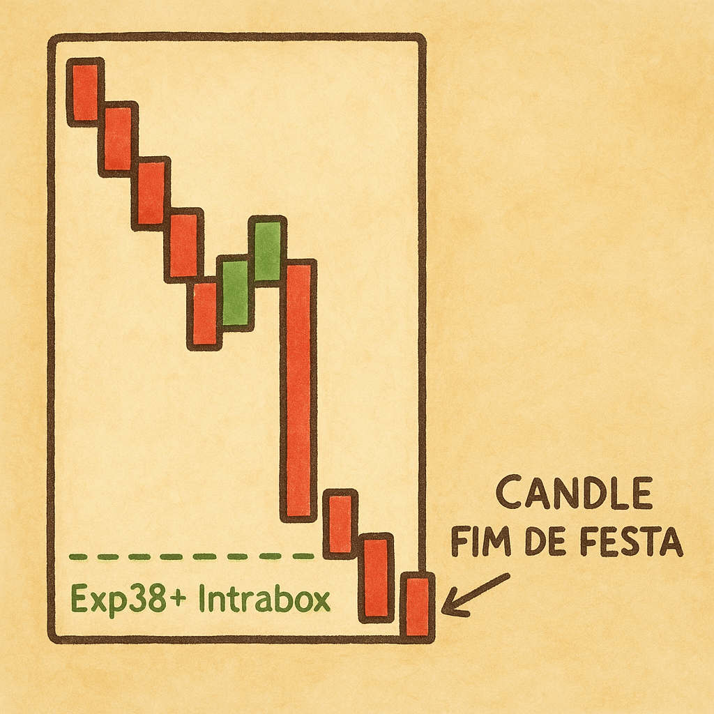 Ilustração do Fim de Festa mostrando a expansão após um movimento Representação do Padrão Fim de Festa